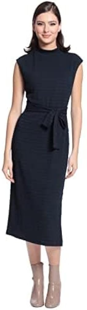 Maggy London Women's Sleek and Sophisticated Tie Waist Dress Career Workwear Desk to Dinner Event Guest of, Twilight Navy