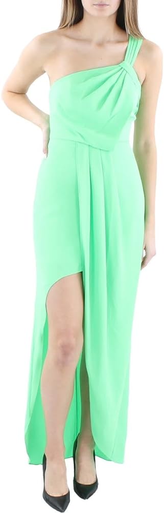 BCBGMAXAZRIA Women's One Shoulder Gown with Pleated Strap