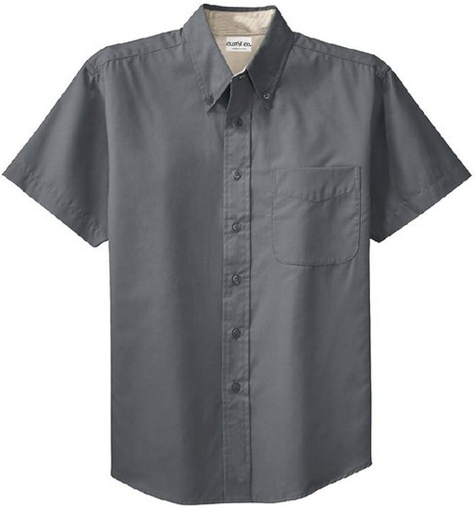 Men's Short Sleeve Button Down Shirt with Front Pocket (Available in Big & Tall)