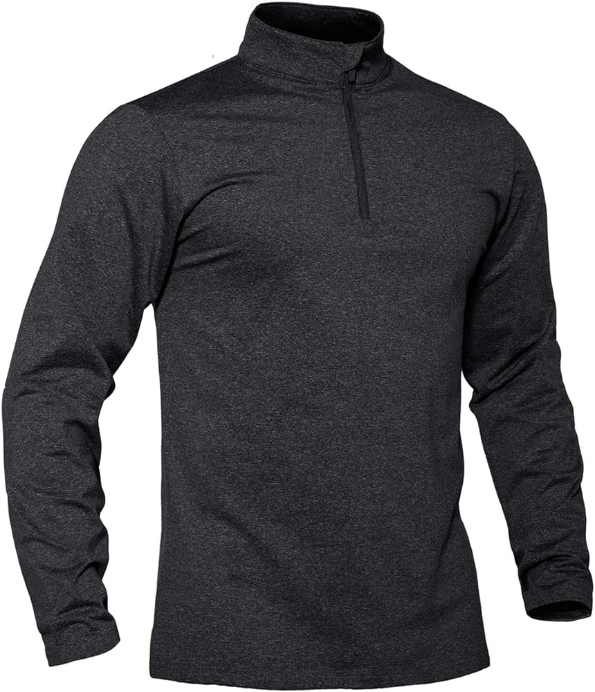 TACVASEN Men's Sports Shirts 1/4 Zip Long Sleeve Fleece Lined Running Workout Athletic Pullover Tops Sweatshirt