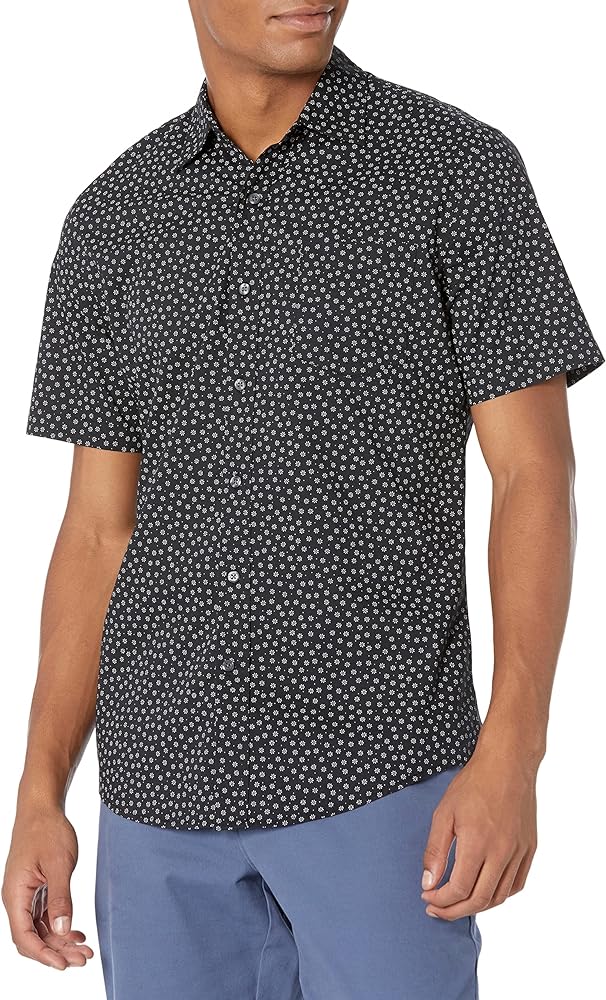 Amazon Essentials Men's Slim-Fit Short-Sleeve Print Shirt