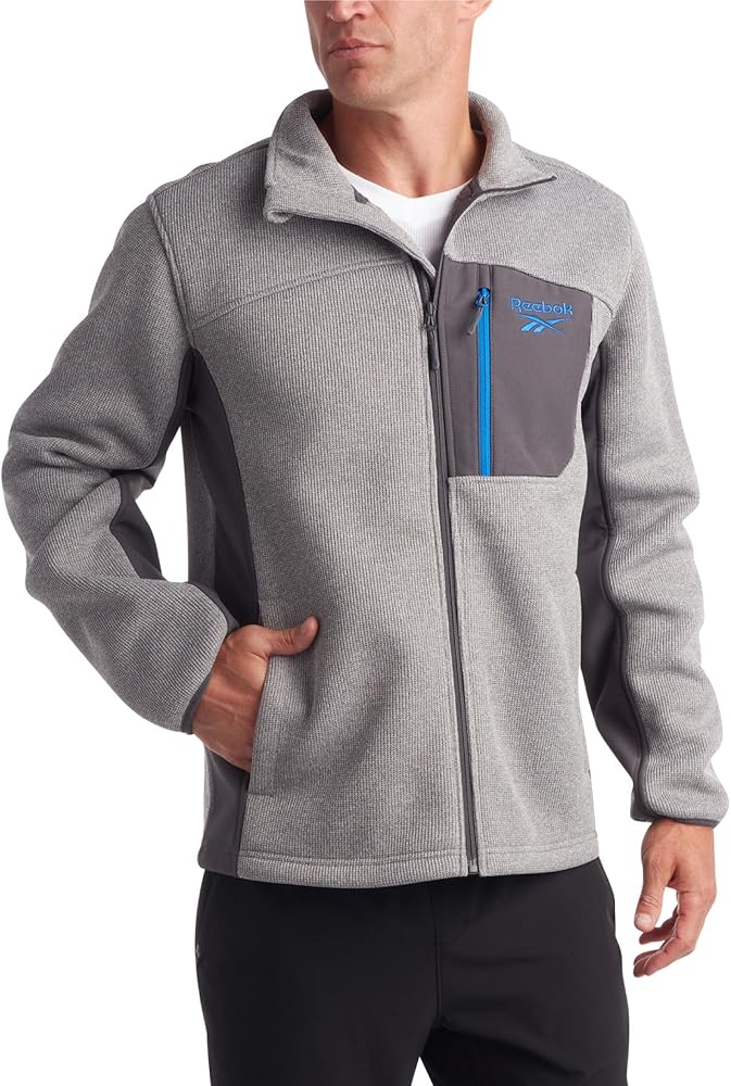 Reebok Men's Lightweight Fleece Jacket - Full Zip Up Active Fleece Jacket for Men – Performance Jacket for Men (M-XXL)