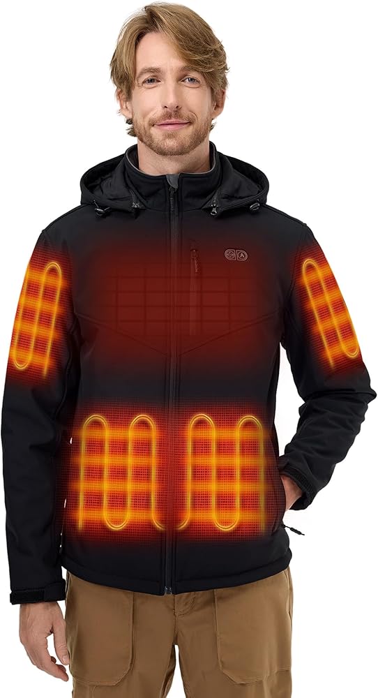 ORORO Heated Jacket for Men with Dual Control and 5 Heat Zones (Pocket Heating), Up to 20 Hours of Warmth, Heated Coat