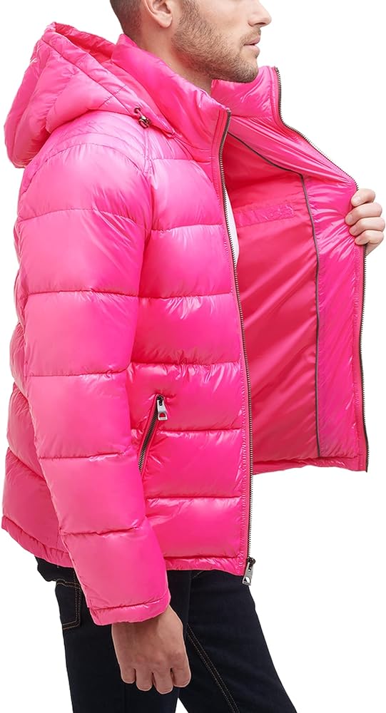 GUESS Men's Mid-weight Puffer Jacket With Removable Hood