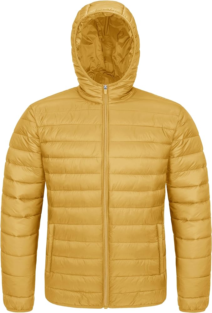 MAGCOMSEN Men's Lightweight Puffer Jacket Hooded Full Zip Water-Resistant Quilted Lined Winter Coats