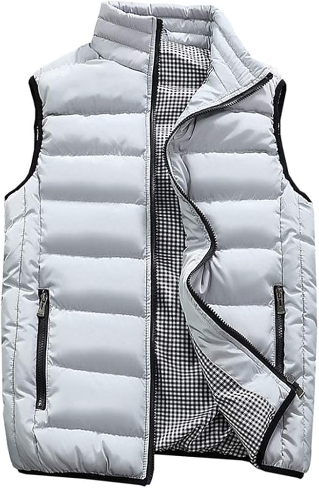 Men's Outdoor Casual Stand Collar Outwear Padded Vest Coats