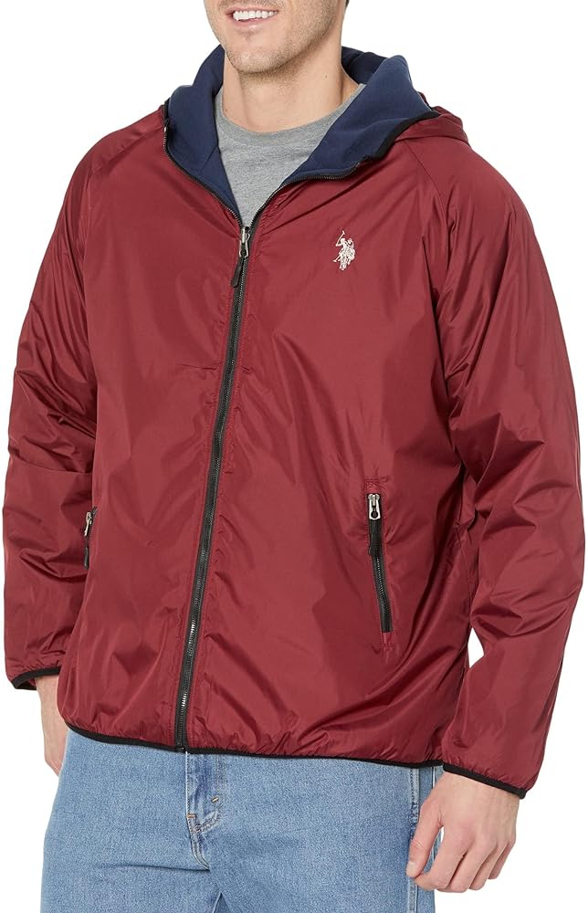 U.S. Polo Assn. Men's Reversible Poly Shell to Fleece Hooded Jacket