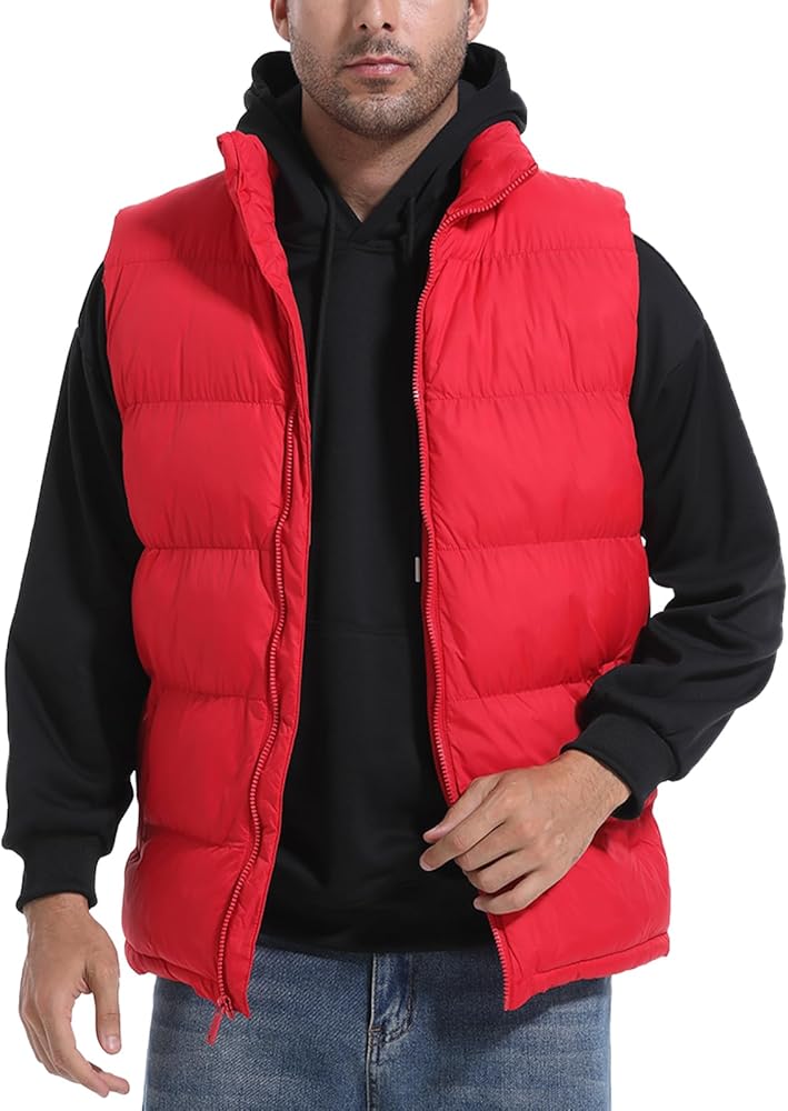 Men's Puffer Vest Outerwear Puffy Sleeveless Jacket Bubble Zipper Winter outdoor Warm Water-Resistant Size M to 3XL