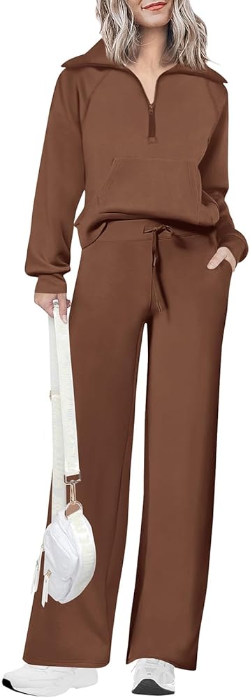 Women 2 Piece Outfits Sweatsuit Oversized Half Zip Sweatshirt Sweatpants Tracksuit Fall Sweat Lounge Matching Set 2024