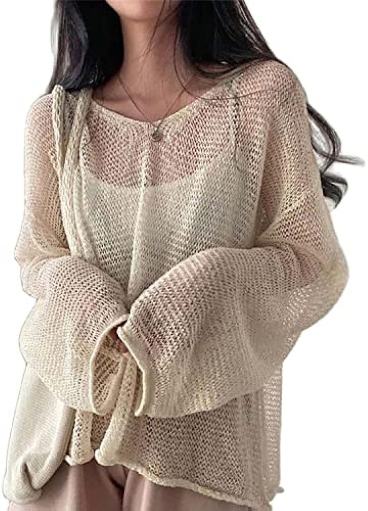 Sumleno 2024 Fairycore Cottagecore Clothing Fairy Grunge Aesthetic Crochet Top for Women Knitted Hollow Out Sweater Pullover