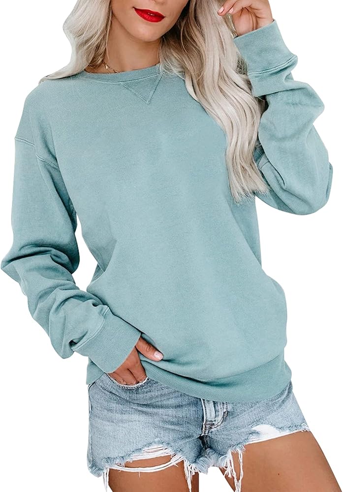 Bingerlily Womens Casual Long Sleeve Sweatshirt Crew Neck Cute Pullover Relaxed Fit Tops