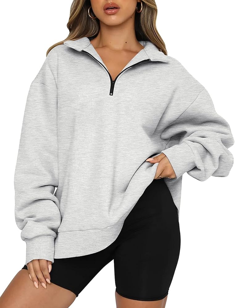 Women's Casual Sweatshirts 1/4 Zipper Long Sleeve Fall Top Oversized Pullover Tunics Teen Girls Fall Y2K Clothes