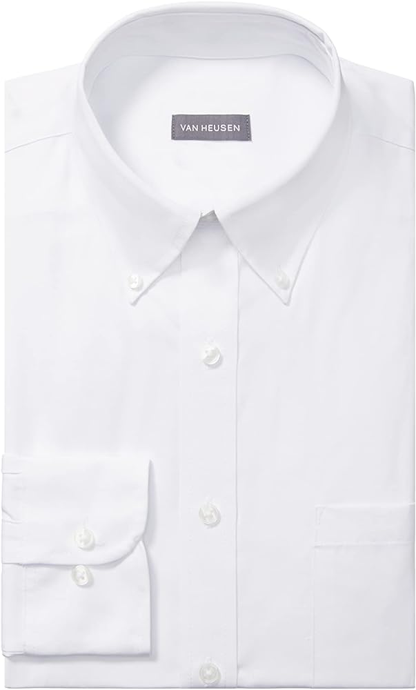 Van Heusen Mens Van Heusen Men'S Pinpoint Regular Fit Solid Button Down Collar Dress Shirt