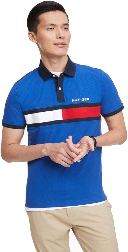 Tommy Hilfiger Men's Short Sleeve Cotton Pique Flag Polo in Regular Fit