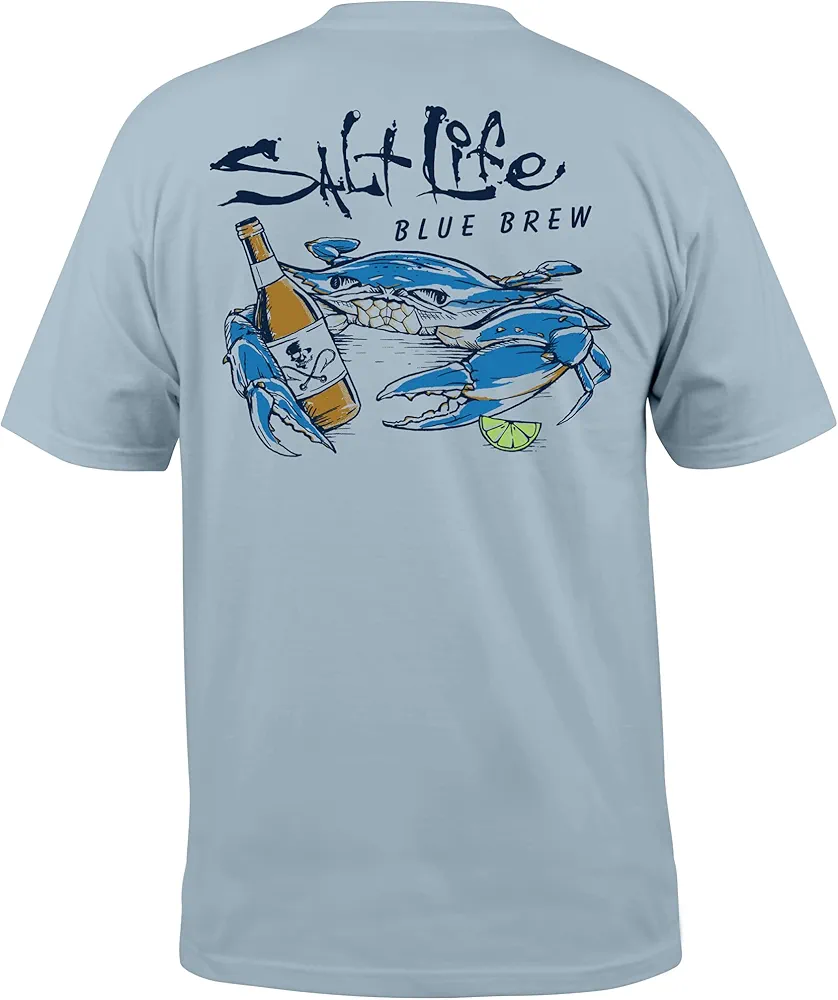 Salt Life Men's Blue Brew Crab Short Sleeve Classic Fit Shirt