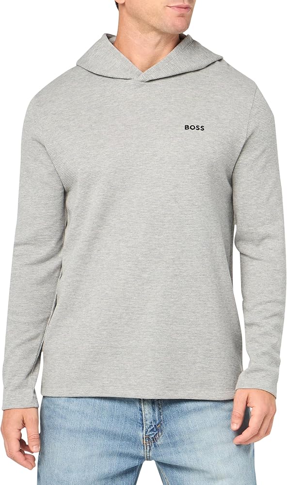 BOSS Men's Waffle Long Sleeve Shirt, light slate grey