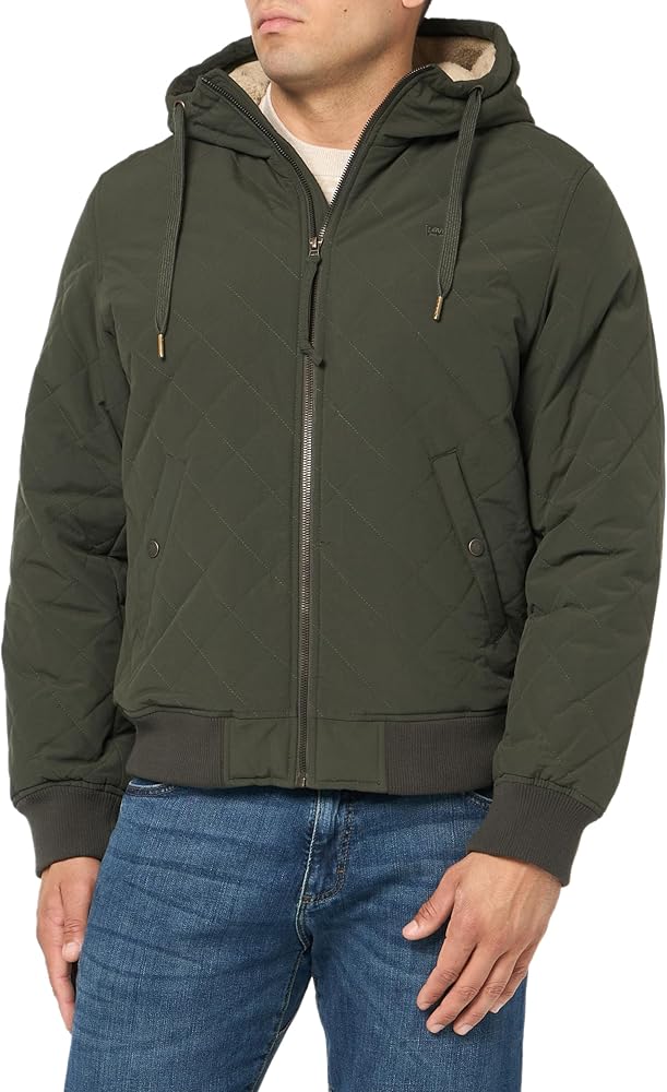 Levi's Men's Diamond Quilted Hoody Bomber with Sherpa Lining