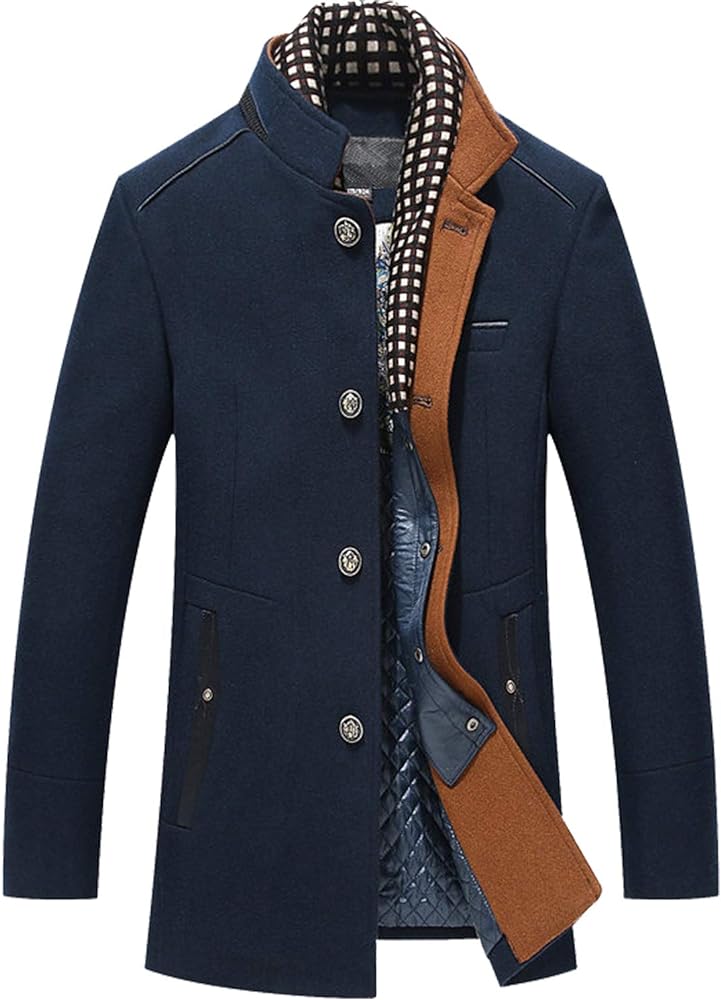 Men's Wool Coat Winter Coat Slim Medium Long Coats Overcoat Male