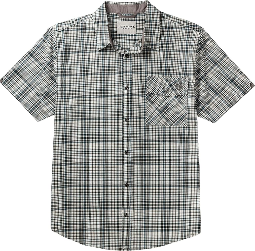 Legendary Whitetails Men's Textured Stretch Woven Plaid Short Sleeve Shirt