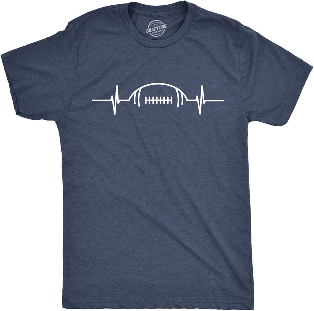 Mens Football Heart Rate Tshirt Funny Sunday Gameday Tee