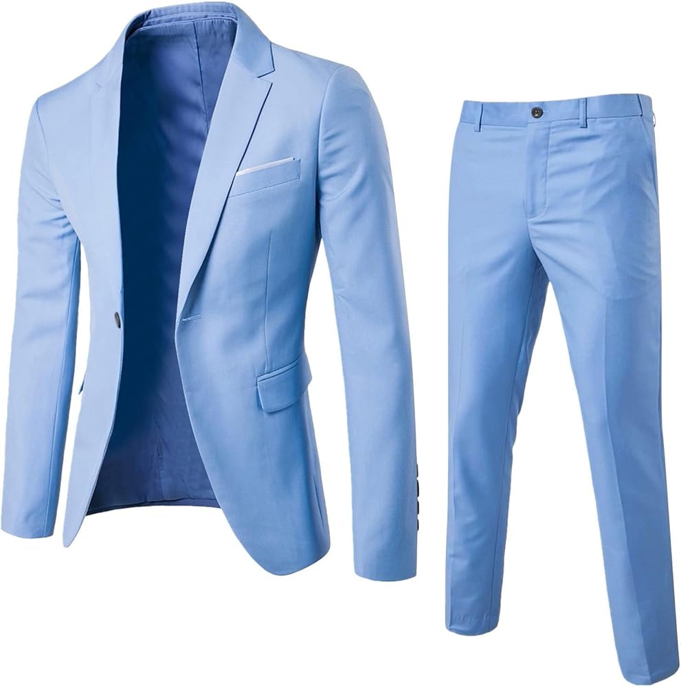 Men’s Blazer Set 2024 Winter Slim 2 Piece Suit Set Plus Size Business Suit Jacket and Dress Pants Sets for Wedding Party