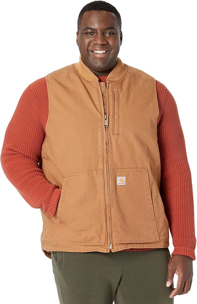 Carhartt Men's Loose Fit Washed Duck Insulated Rib Collar Vest