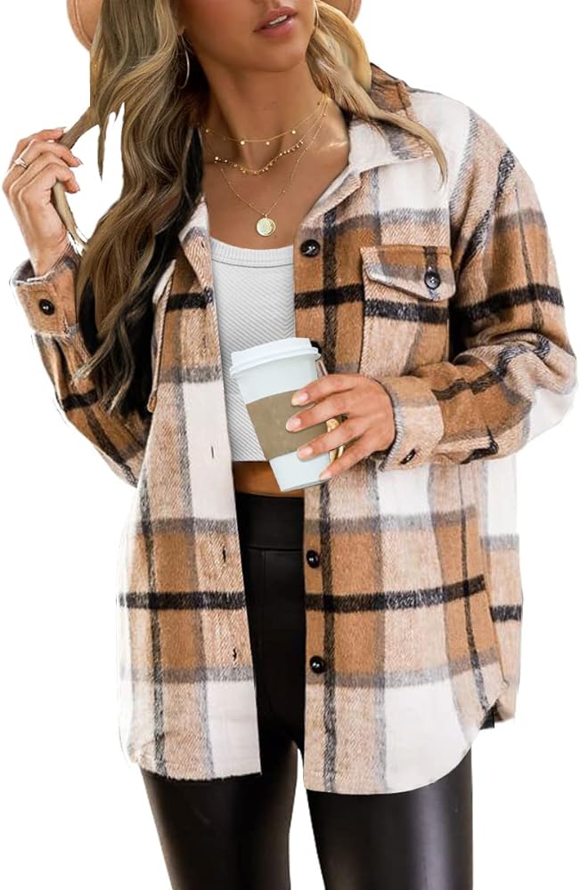 AUTOMET Fall Outfits Womens Fashion Casual Plaid Shackets Button Down Long Sleeve Shirts 2024 Clothes