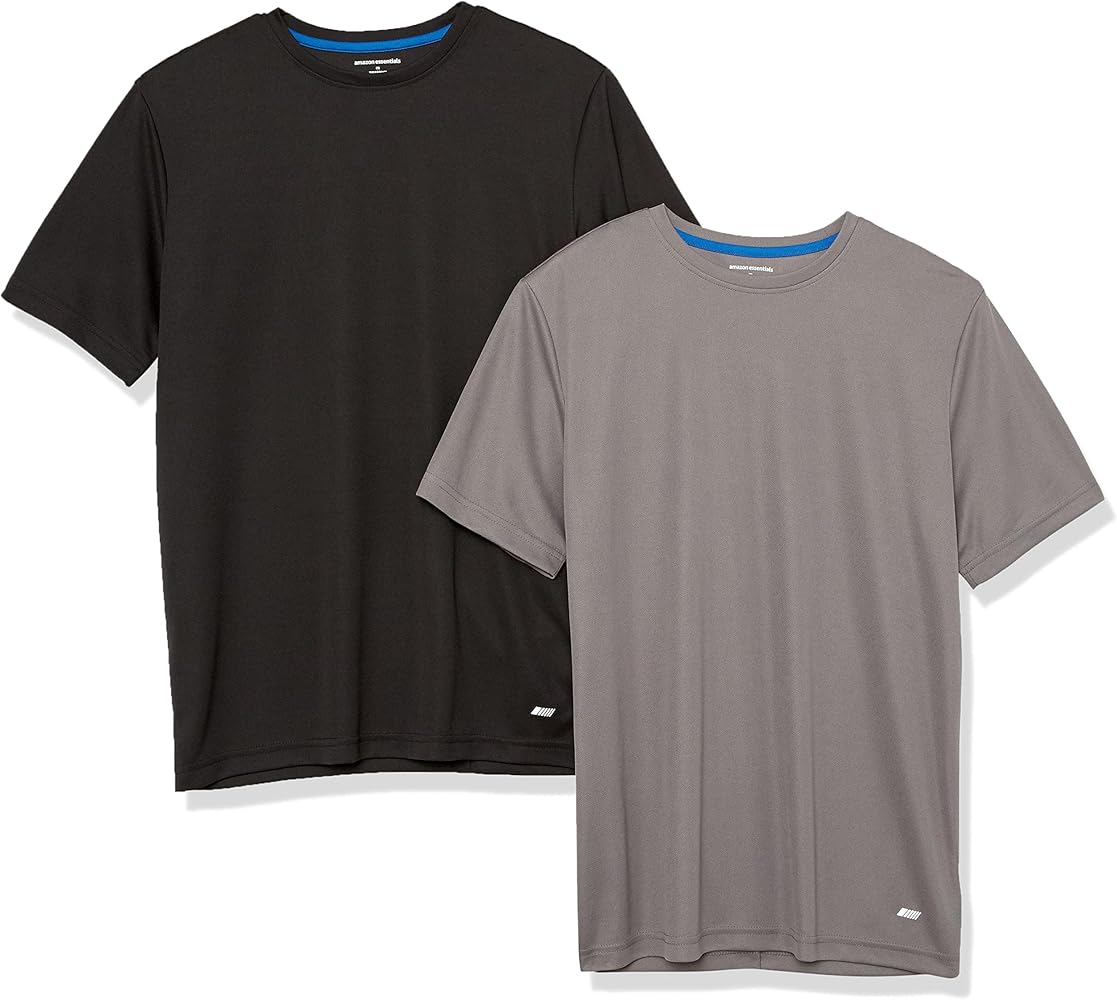 Amazon Essentials Men's Active Performance Tech T-Shirt (Available in Big & Tall), Pack of 2