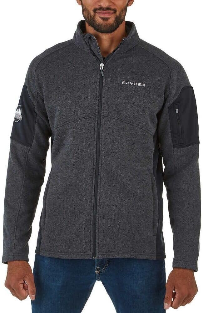 Spyder Men's Empire Full Zip Jacket, Gray/Black, Medium