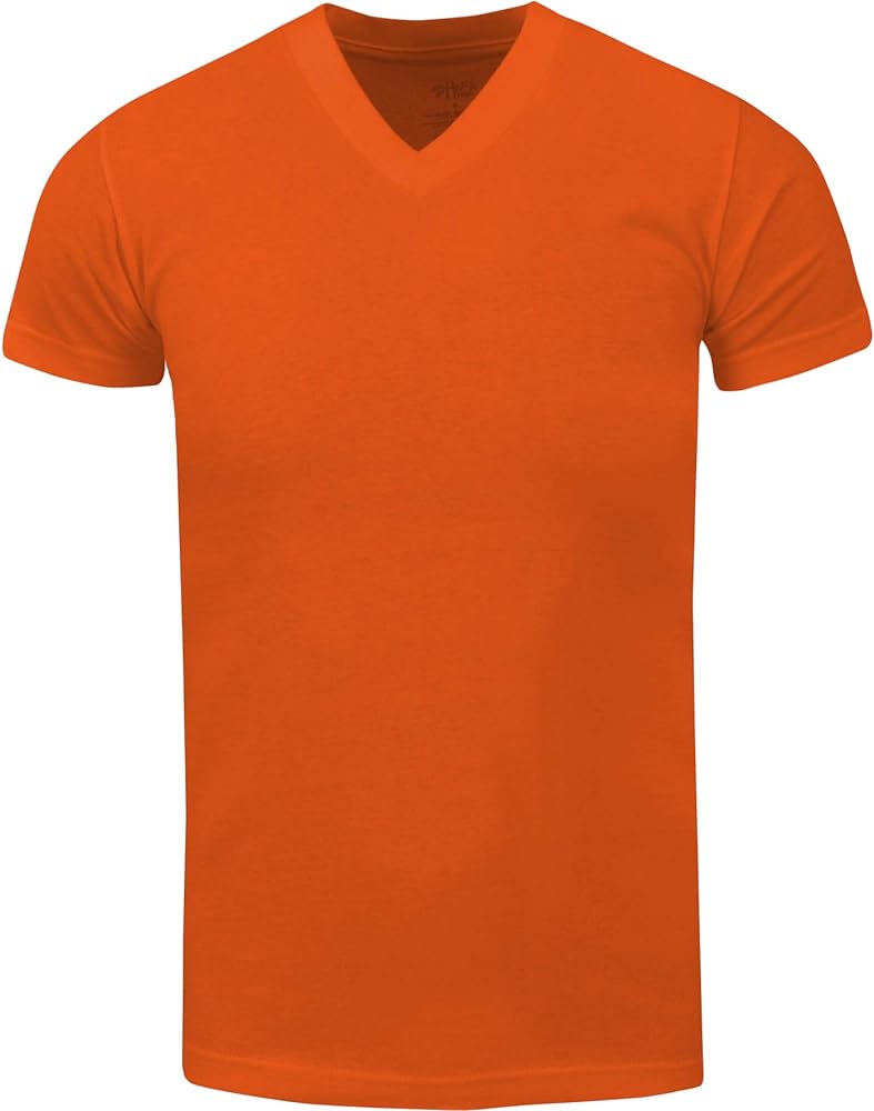 Men's Heavyweight Cotton T Shirt – Basic 6.2 Ounce Short Sleeve V Neck Plain Tee Top Tshirts Regular Big and Tall Size