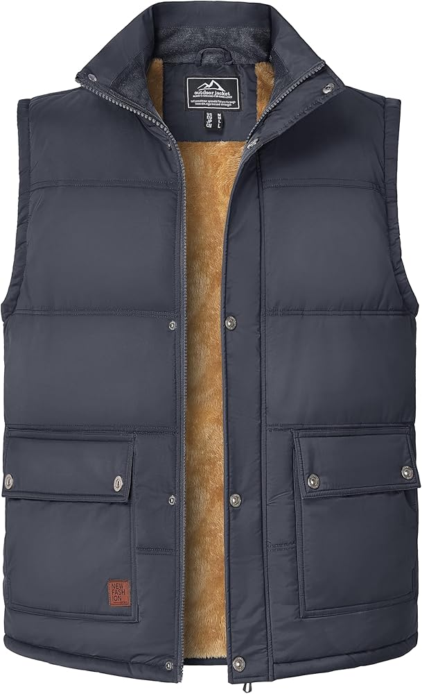 MAGCOMSEN Men's Winter Vest Outerwear Fleece Lined Outdoor Vest Warm Sleeveless Jacket