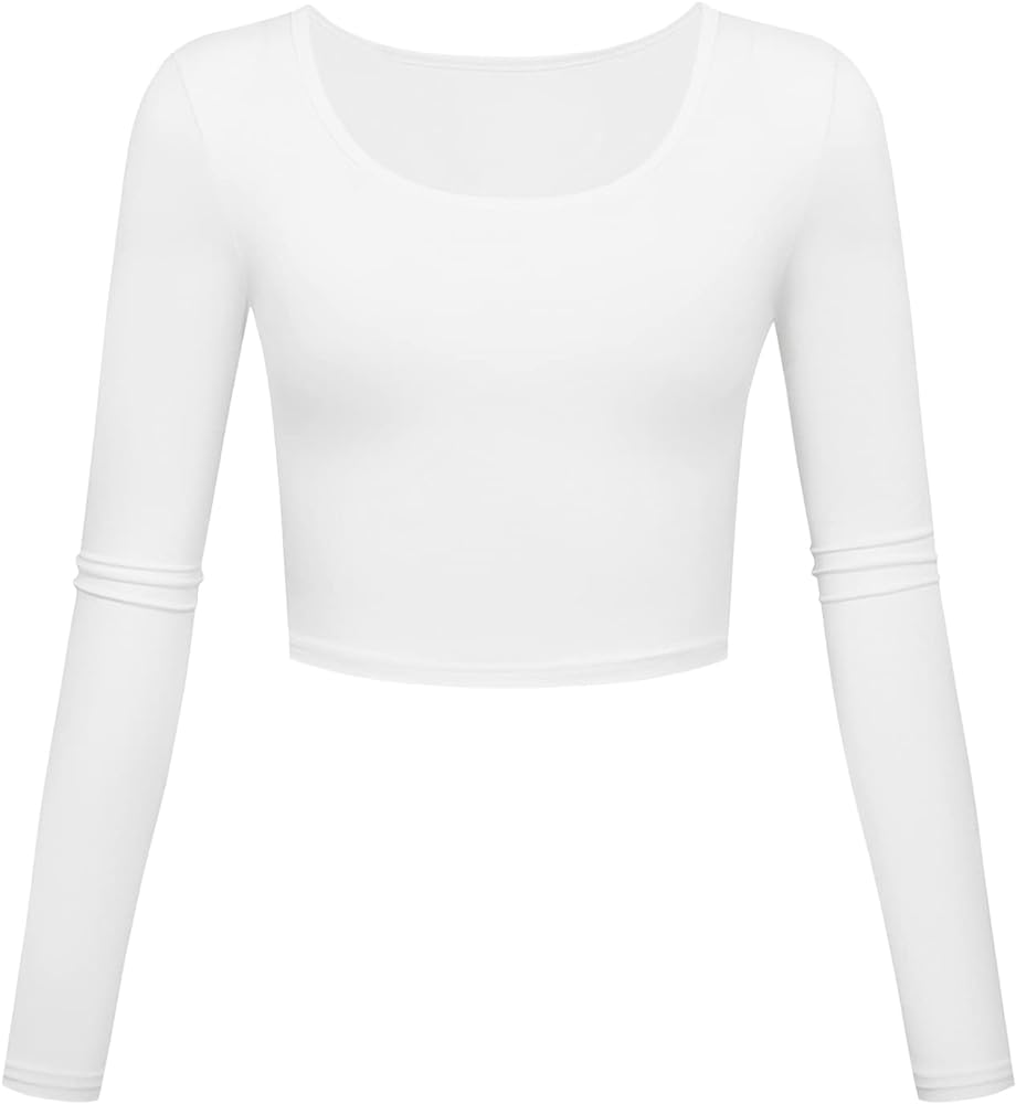 Lightweight Basic Crop Tops Fit Slim Long Sleeve Workout Shirts for Women