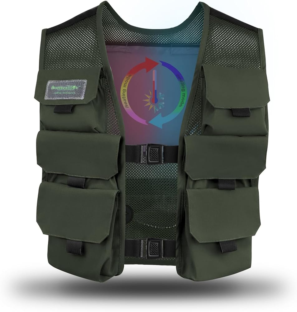 Cooling Vest for Men, Hot Weather with Power Bank, with Pockets, Tactical Vests for Working, Fishing, Running