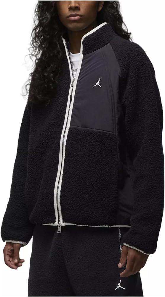 Nike Jordan Essentials Men's Full-Zip Winter Fleece (as1, alpha, m, regular, regular, Black/Sail)