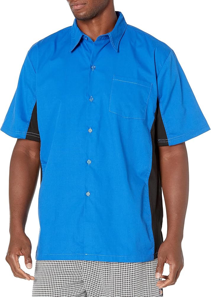 Chef Code Men's Utility Work Shirt with Button Front and Vent Side Panels