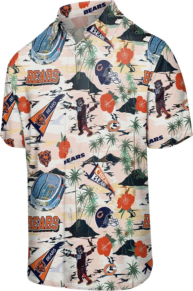 FOCO Men's NFL Team Logo Floral Tropical Button Up Shirt