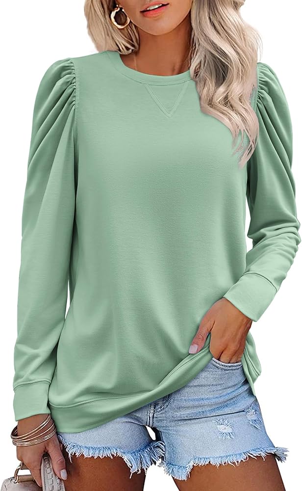 Zeagoo Tunic Tops for Women 2024 Fall Long Sleeve Shirts Casual Crew Neck Pullover Lightweight Soft Relaxed Sweatshirt