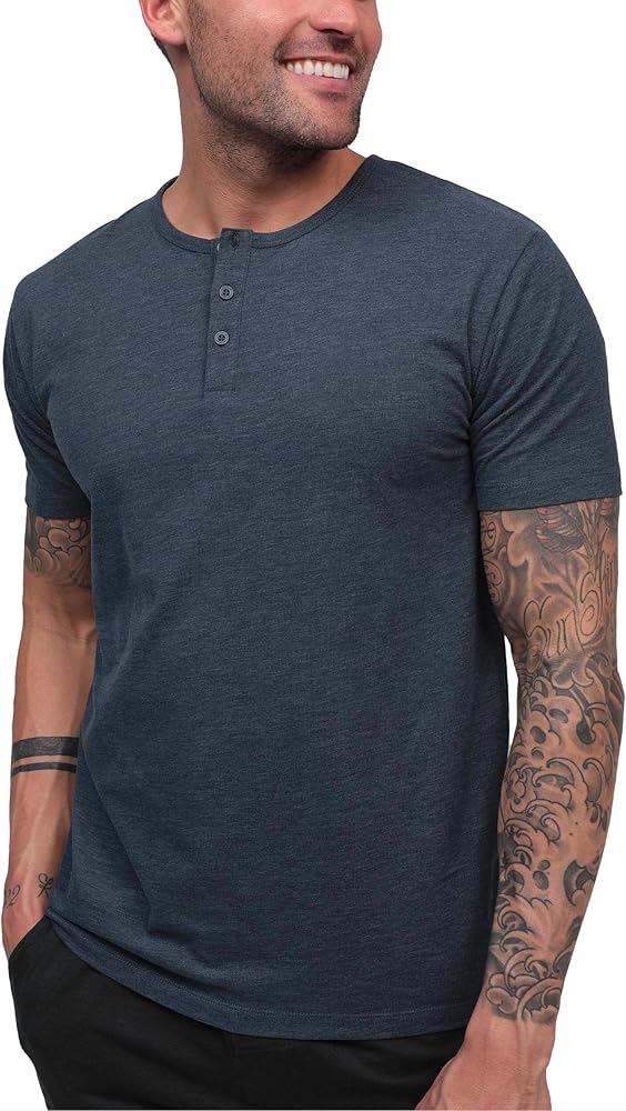 INTO THE AM Premium Henley Shirts for Men - Casual Short Sleeve Modern Fit T-Shirt