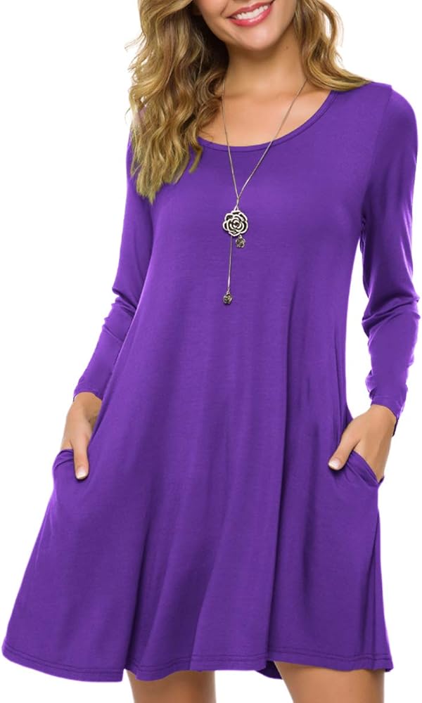 ZENNILO Plus Size Casual T Shirt Dresses for Women Flowy Swing Tunic Dress Pockets