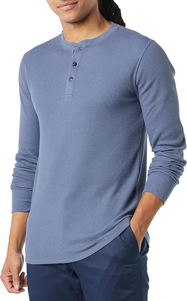 Amazon Essentials Men's Slim-Fit Long-Sleeve Waffle Henley Shirt