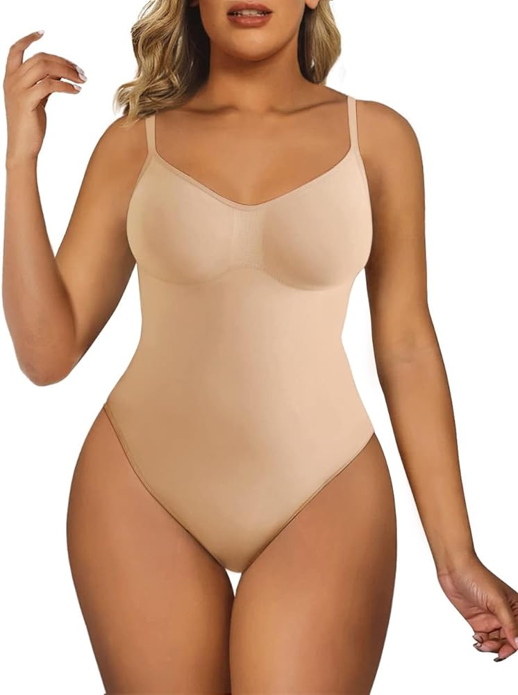 SHAPERX Women's Shapewear Bodysuit Tummy Control Body Shaper Seamless Sculpting Snatched Waist Body Suit