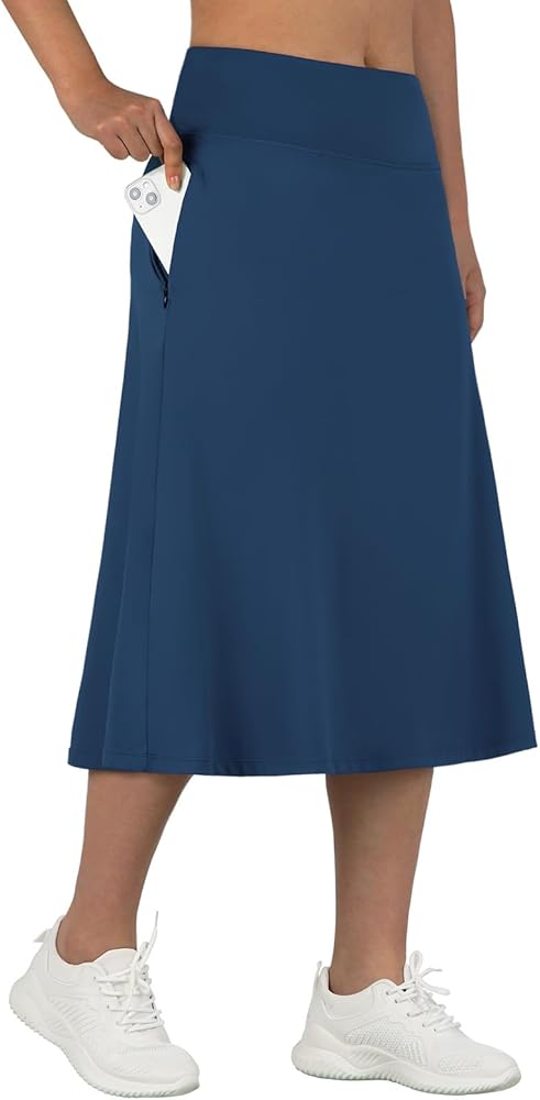 ANIVIVO Women's Midi Length Skorts Skirts with Pockets Modest Skirts 28" Long Knee Length Athletic Skorts