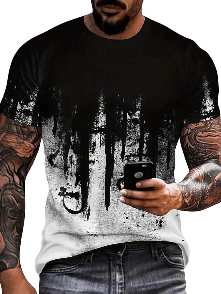 SOLY HUX Men's Plus Size T Shirt Graphic Print Short Sleeve Round Neck Summer Tee Top