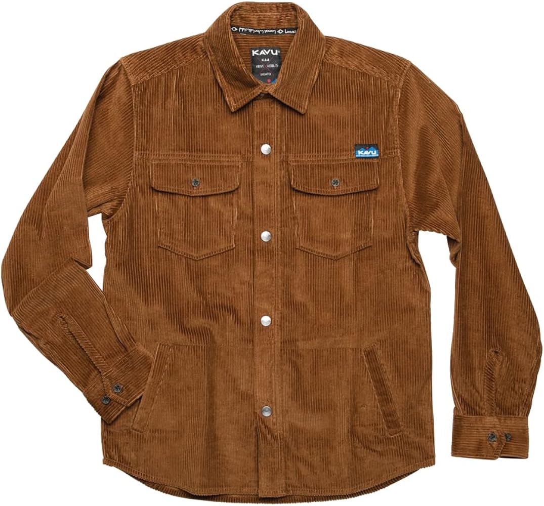 KAVU Petos Mens Shirt - Lightweight Casual Fit - Long Sleeve Button Up Plaid