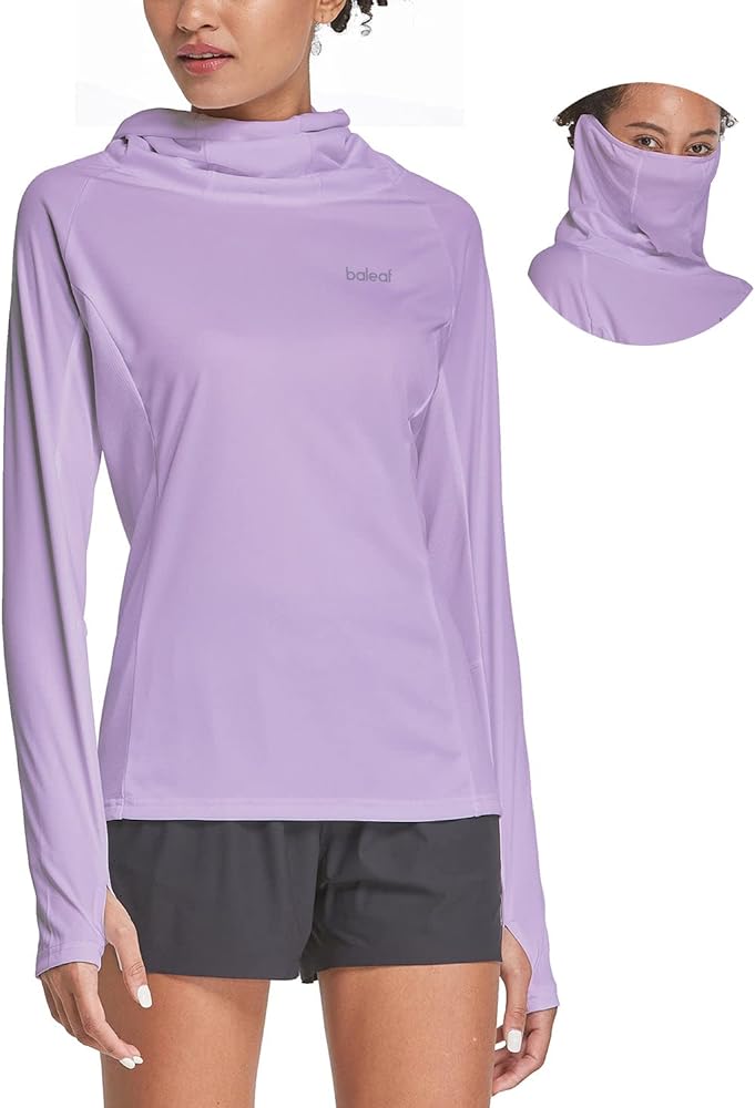 BALEAF Women's Long Sleeve Rash Guard with Face Cover UPF 50+ Swim Shirts Sun Hoddie Lightweight Quick Dry Hiking Tops