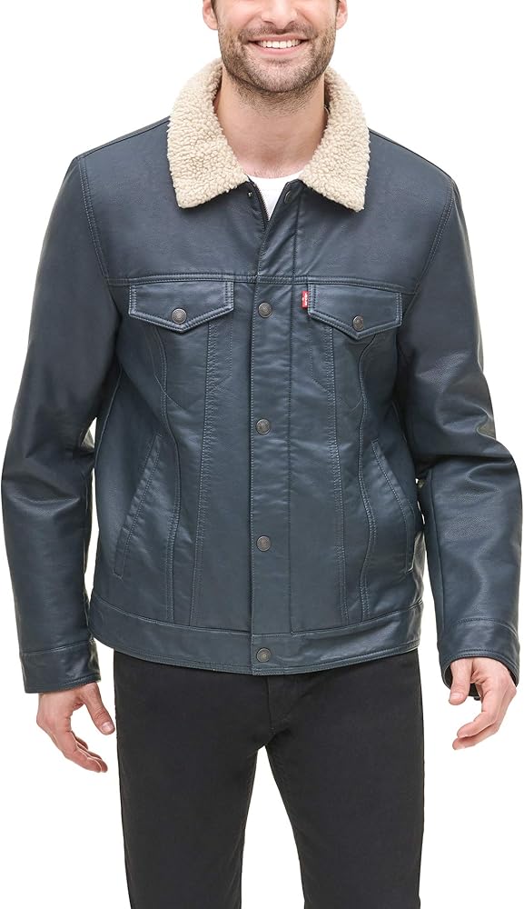 Levi's Men's Legacy Faux Leather Sherpa Lined Trucker Jacket