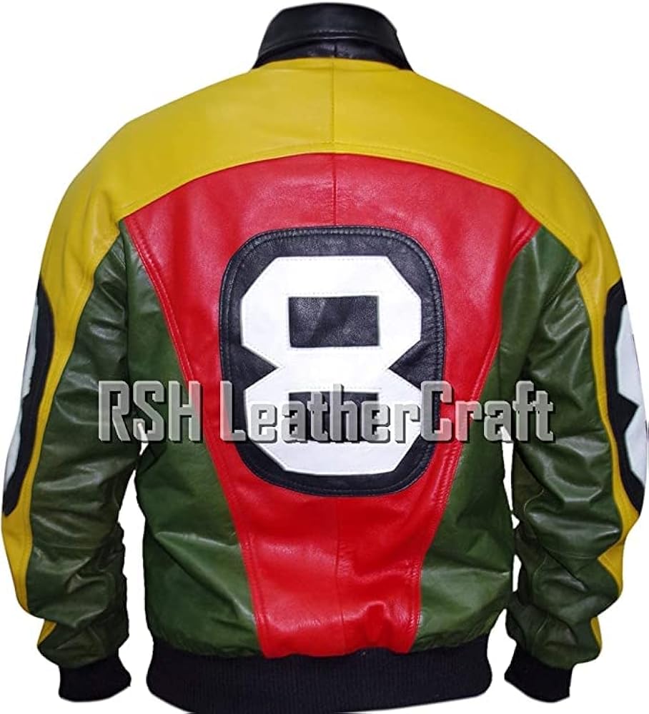 8 Ball Pool David Puddy Real Leather Bomber Jacket