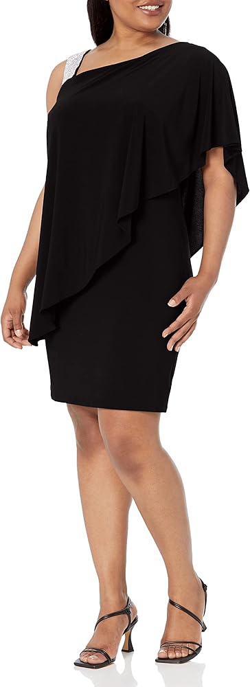 R&M Richards Women's Asymmetric Knee Length Dress