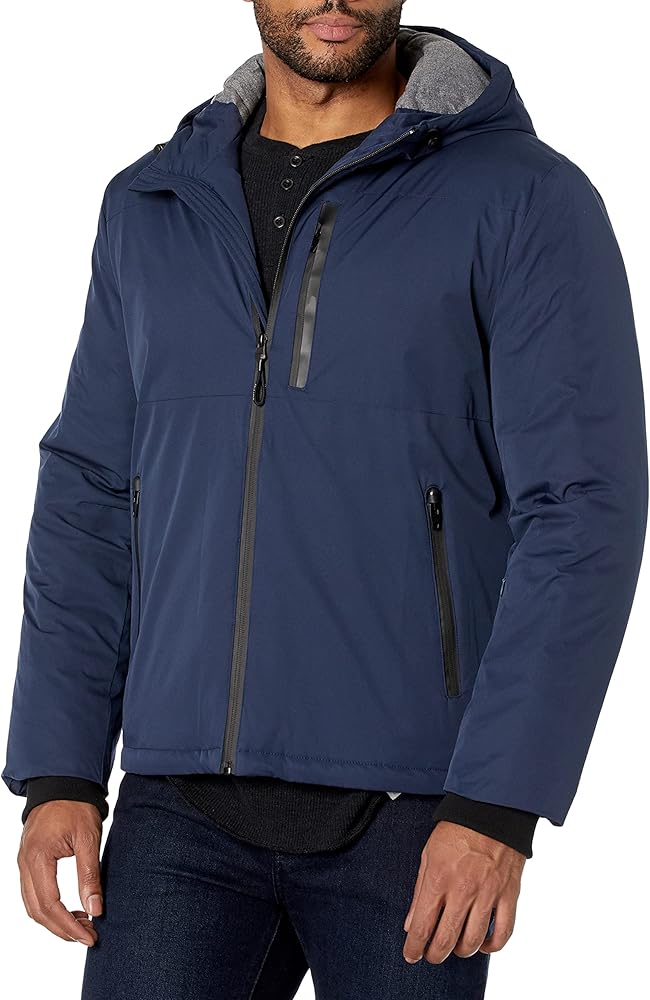 Cole Haan Men's Oxford Nylon Hooded Windbreaker Jacket