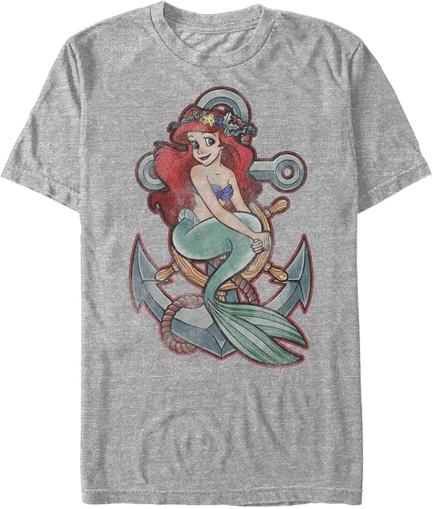 Disney Men's Little Mermaid Ariel Anchor Graphic T-Shirt